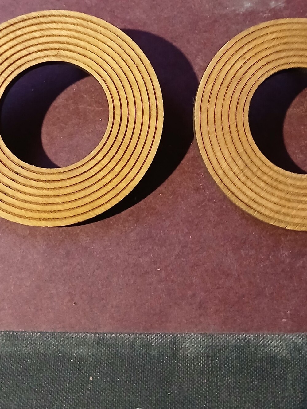 Round Layered Wooden Hoop Earrings in Light Brown